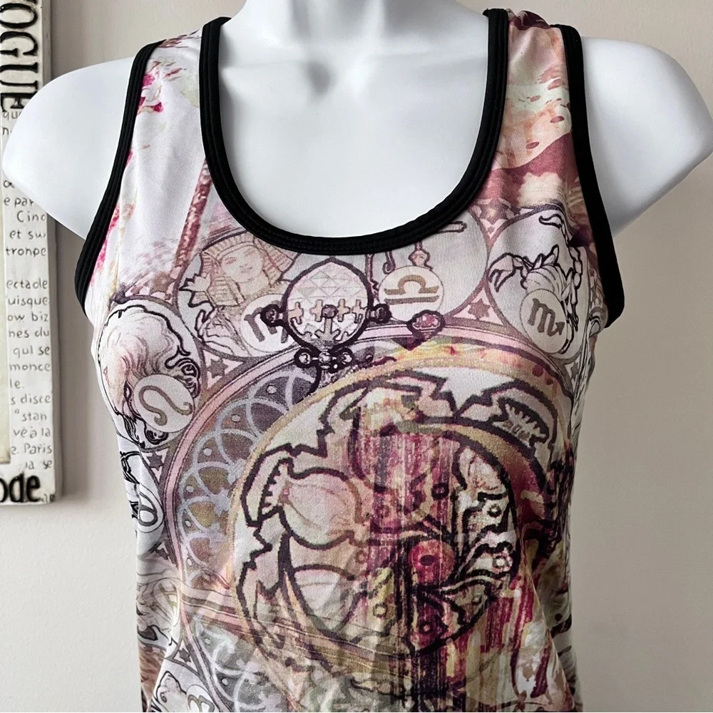 Y2K So Sporty Zodiac Printed Stretch Tank Top Size S